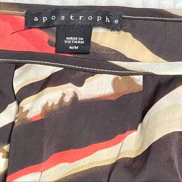 Women’s Multi-Colored Silk Blouse with Split sleeves-Apostrophe- Size Medium - Picture 4 of 6